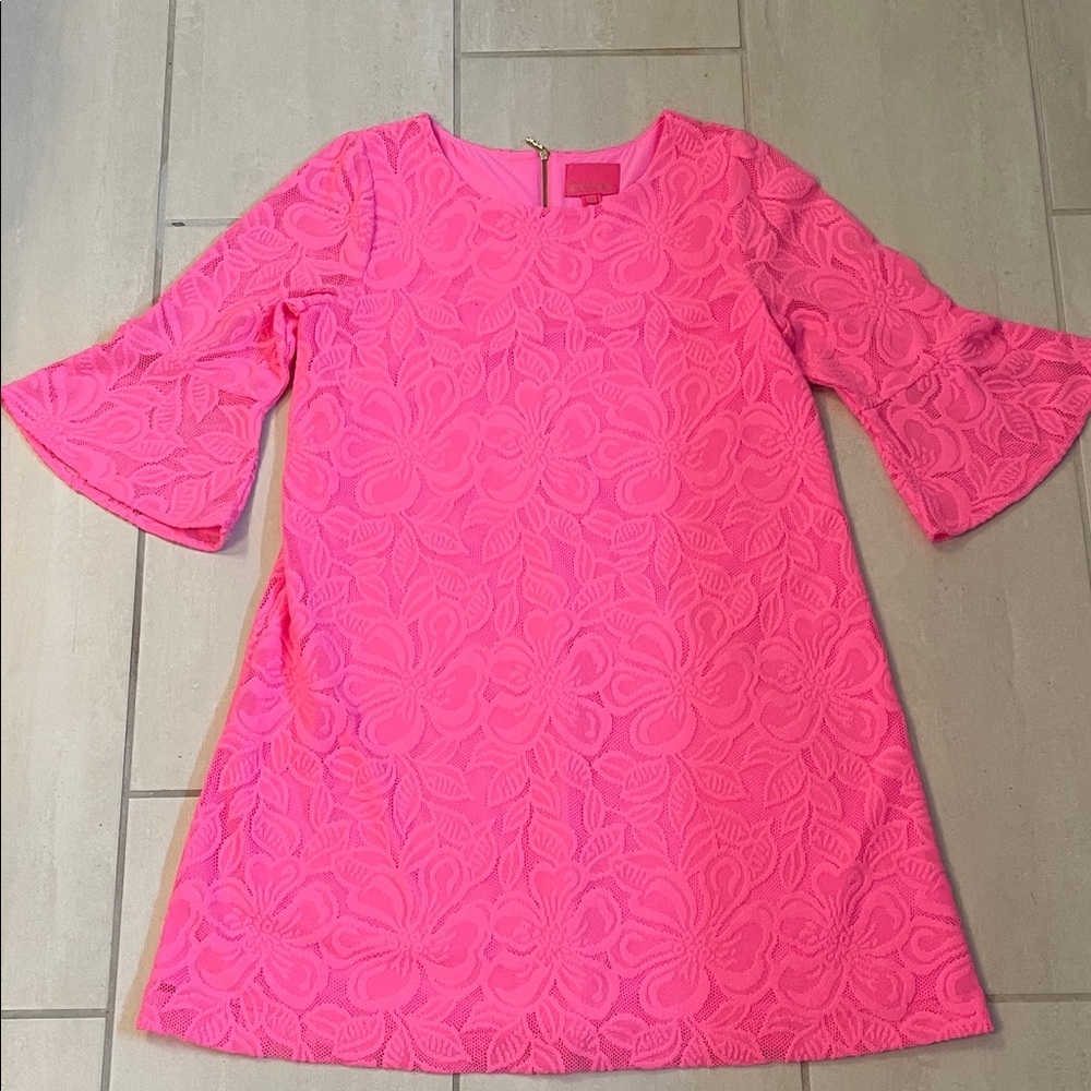 Lilly Pulitzer Pink Floral Lace Dress